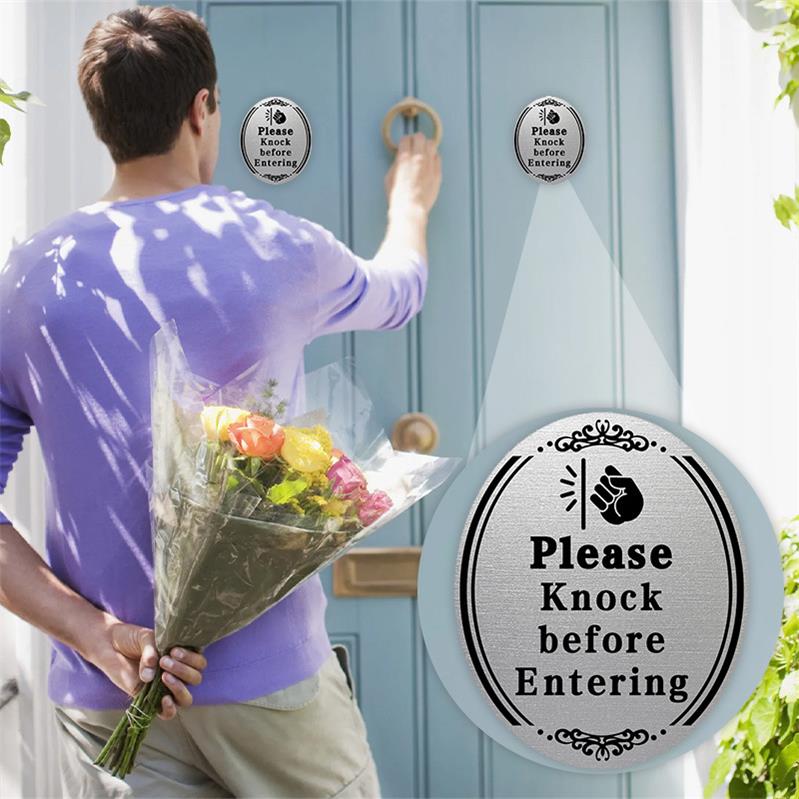 KICHOUSE 2pcs Please Knock before Entering Door Sign Stickers Knock Sign for Bedrooms Bathrooms