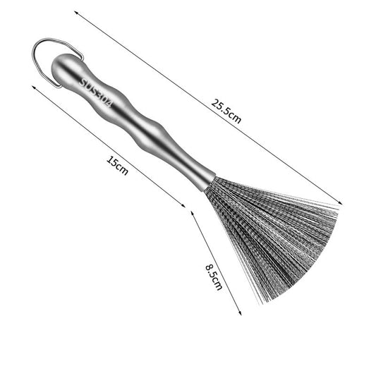 Cookware Scrubber Brush 304 Stainless Steel Material, Long-Handled Dishwashing Brush with Ergonomic Design, Kitchen Cleaning Brush, Dishwashing Scrubber for Pots Skillets Ovens Grills