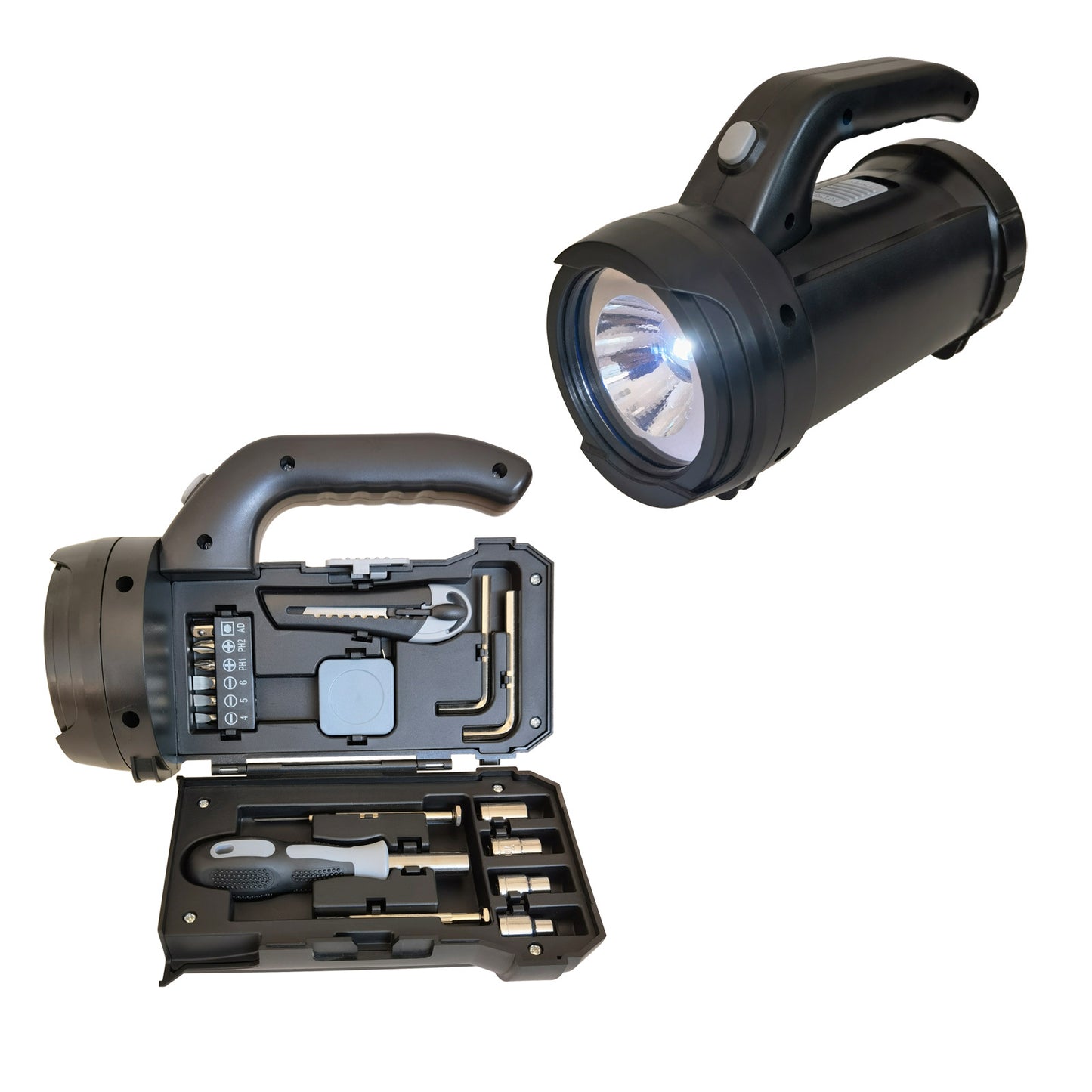 Outdoor household work lighting with flashlight tool set, hand-held lamp hardware tool set