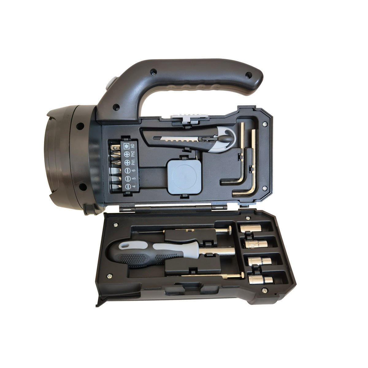 Outdoor household work lighting with flashlight tool set, hand-held lamp hardware tool set