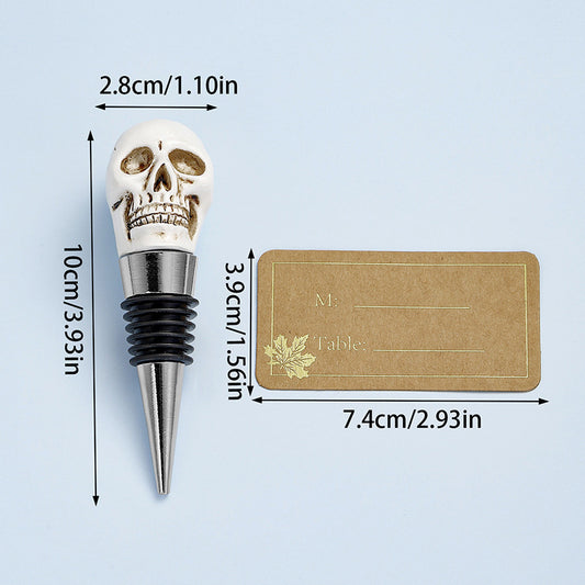 Halloween Wine Stopper Creative Resin Skull Bottle Stopper Holiday Party Wine Preservation Sealing Plug With Card Clip Function