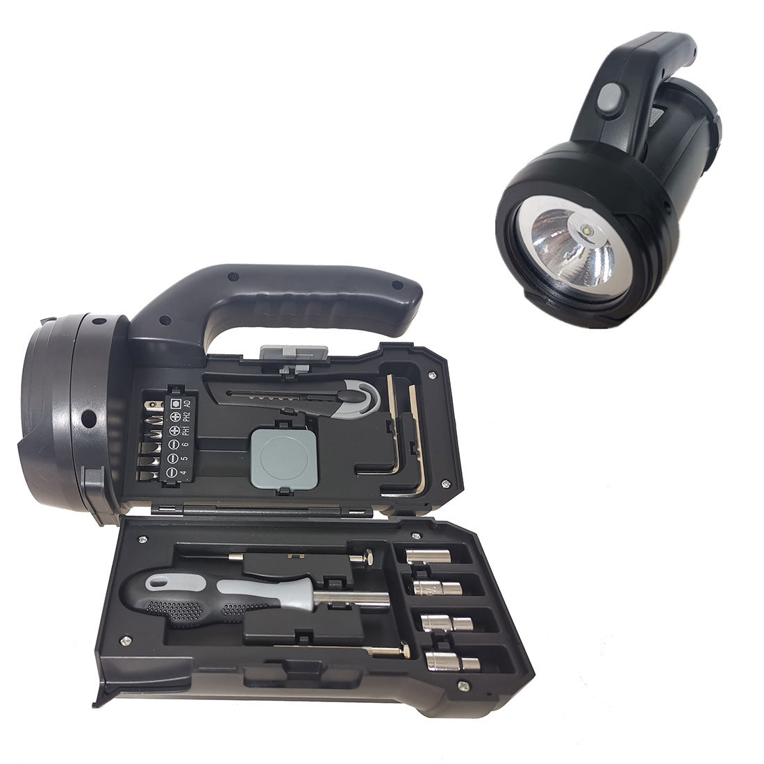 Outdoor household work lighting with flashlight tool set, hand-held lamp hardware tool set