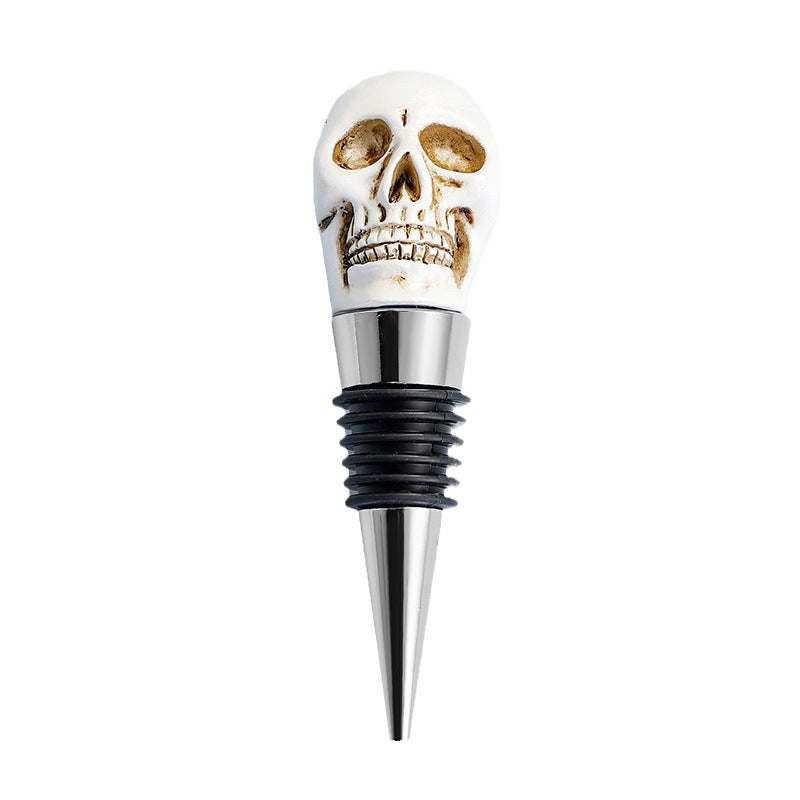 Halloween Wine Stopper Creative Resin Skull Bottle Stopper Holiday Party Wine Preservation Sealing Plug With Card Clip Function