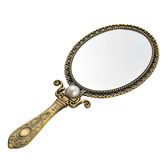 Metal makeup mirror creative bedroom portable folding mirror folding makeup mirror retro handheld mirror