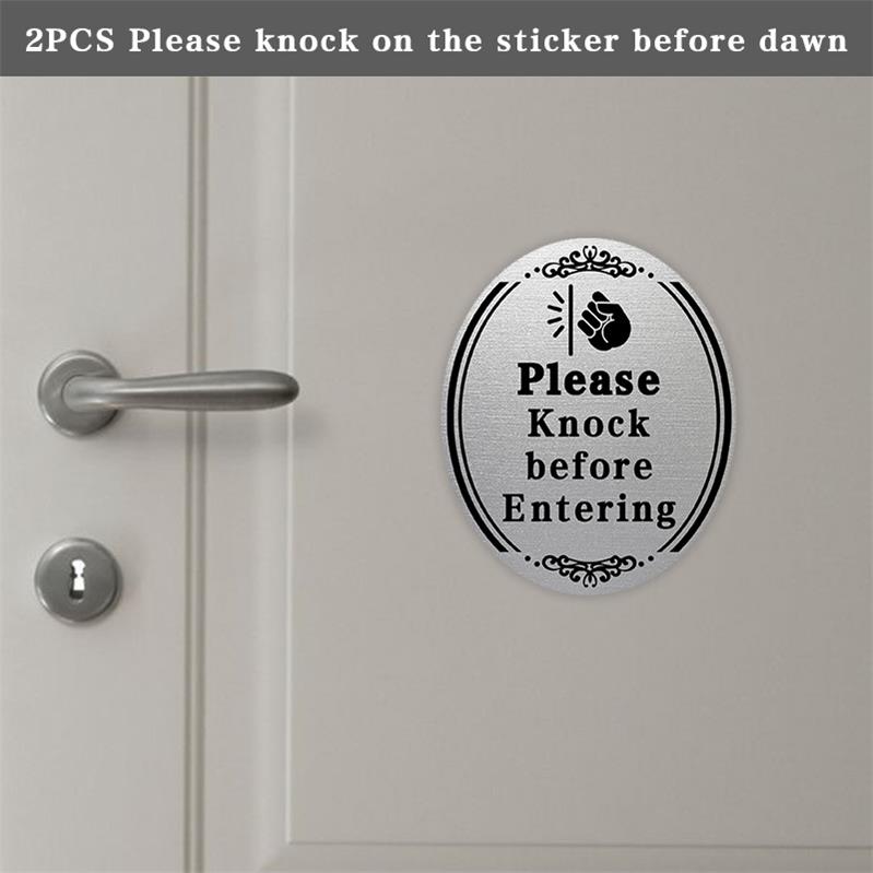 KICHOUSE 2pcs Please Knock before Entering Door Sign Stickers Knock Sign for Bedrooms Bathrooms