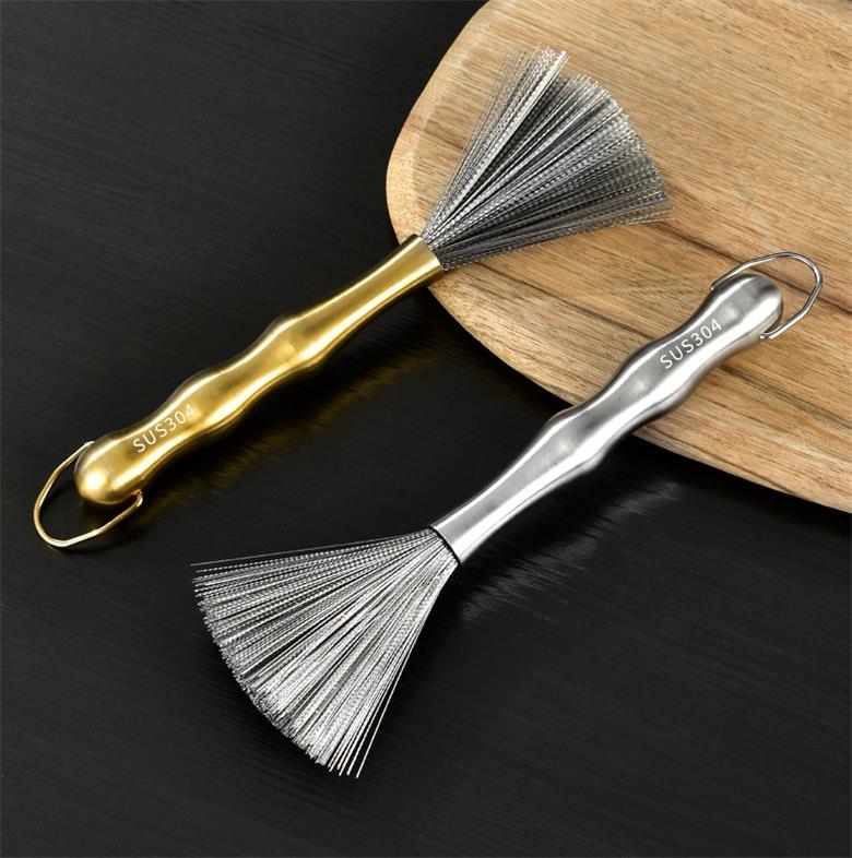 Cookware Scrubber Brush 304 Stainless Steel Material, Long-Handled Dishwashing Brush with Ergonomic Design, Kitchen Cleaning Brush, Dishwashing Scrubber for Pots Skillets Ovens Grills