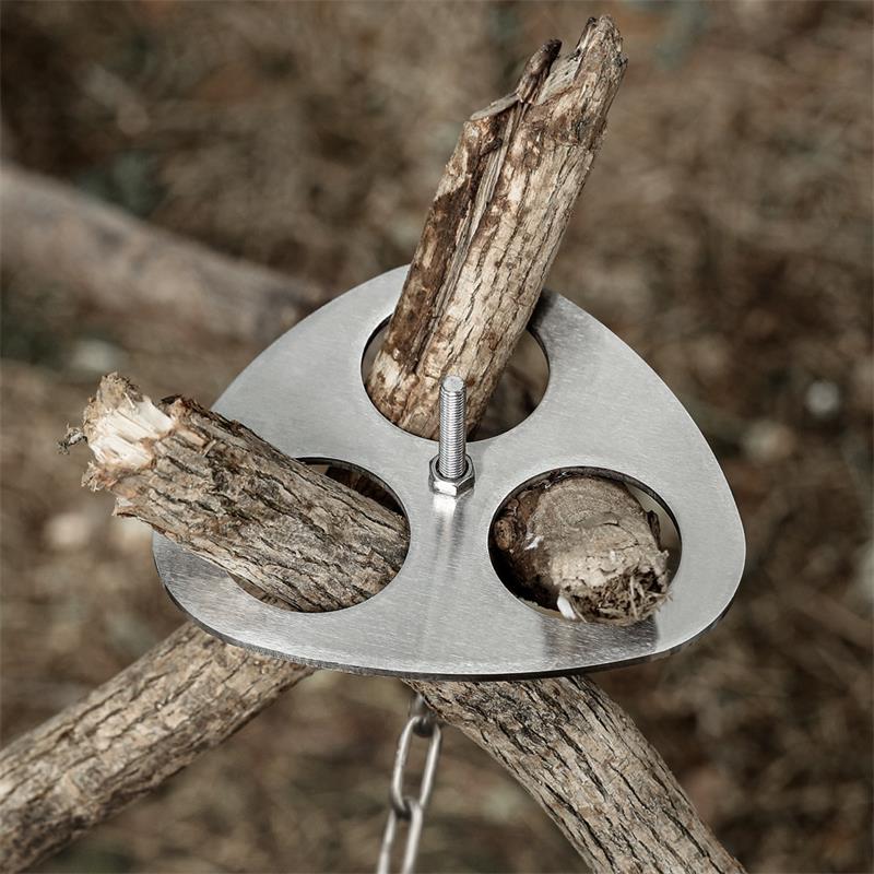 Portable Stainless Steel Tripod Storage Rack for Outdoor Bonfire Hanging Pot Rack with Triangle Foot Hanger for Camping