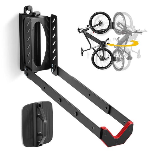 Foldable Swivel Bike Wall Mount Rack Adjustable Iron Bicycle Display Hanger for 16 to 29 Inch Road MTB Space Saving Hook