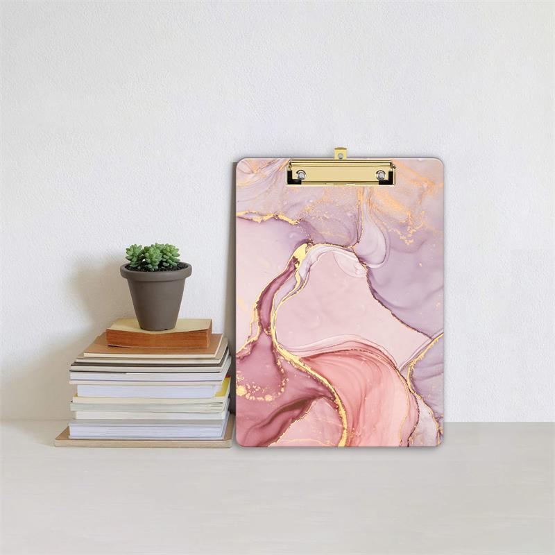 Marble Pattern Acrylic Plastic A4 Tape Clipboard Low Profile Clip Clipboard Lightweight Clip Board for Teacher
