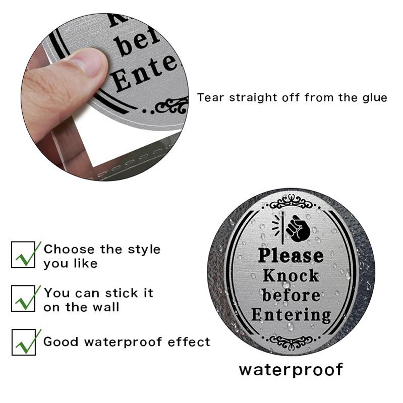 KICHOUSE 2pcs Please Knock before Entering Door Sign Stickers Knock Sign for Bedrooms Bathrooms
