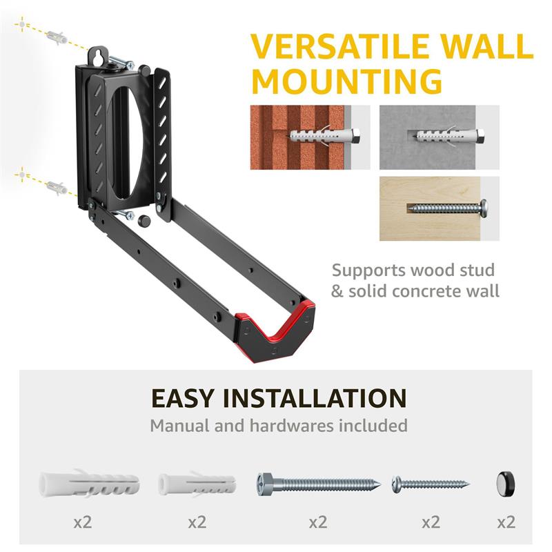 Foldable Swivel Bike Wall Mount Rack Adjustable Iron Bicycle Display Hanger for 16 to 29 Inch Road MTB Space Saving Hook