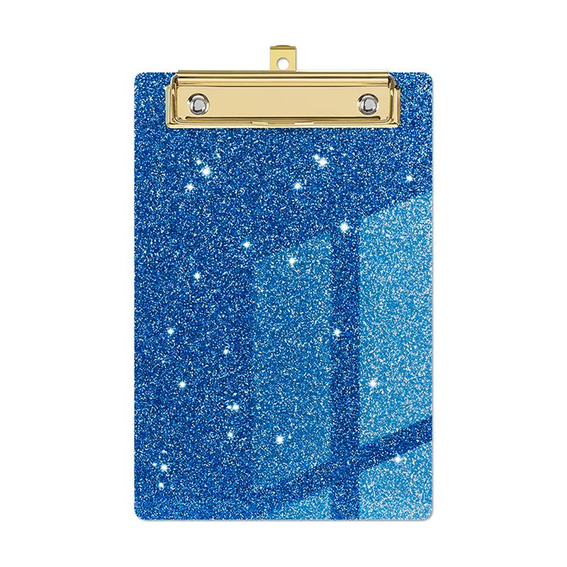 Piasoenc Acrylic Small Clipboard, Fashion Glitter Clip Board with Low Profile Gold Clip, Cute Confetti Board for Kids, Students, Teacher, Woman, Artist, A6 Size