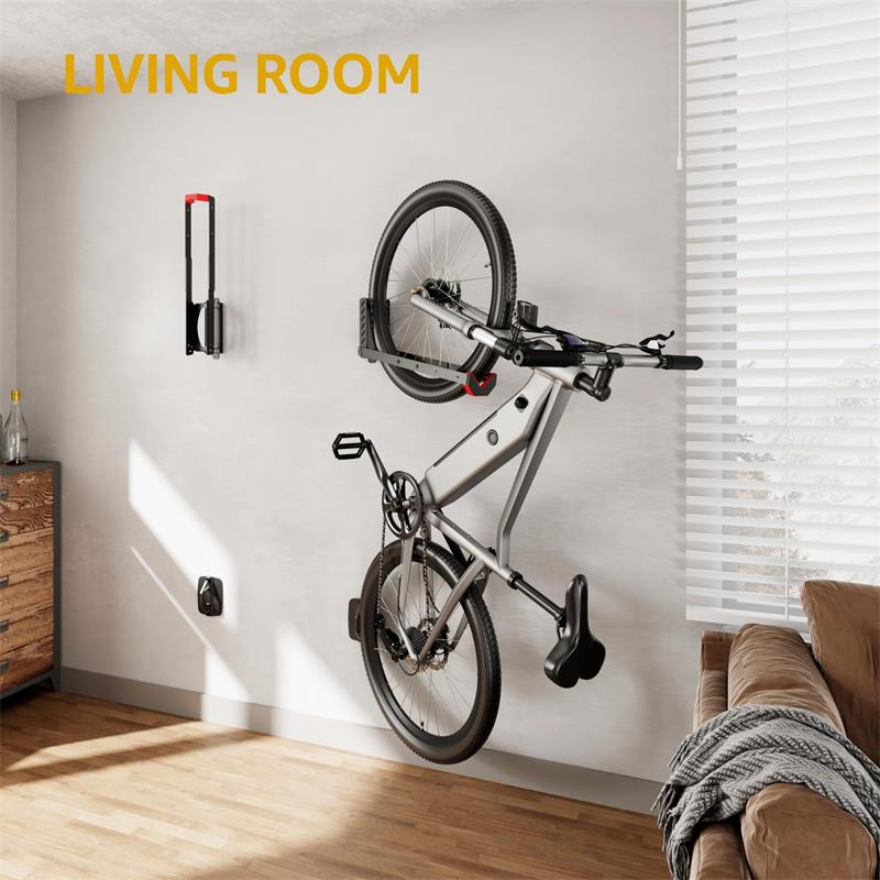 Foldable Swivel Bike Wall Mount Rack Adjustable Iron Bicycle Display Hanger for 16 to 29 Inch Road MTB Space Saving Hook