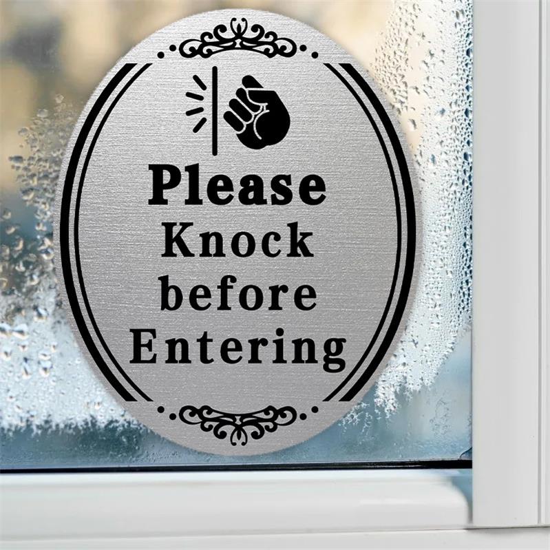 KICHOUSE 2pcs Please Knock before Entering Door Sign Stickers Knock Sign for Bedrooms Bathrooms