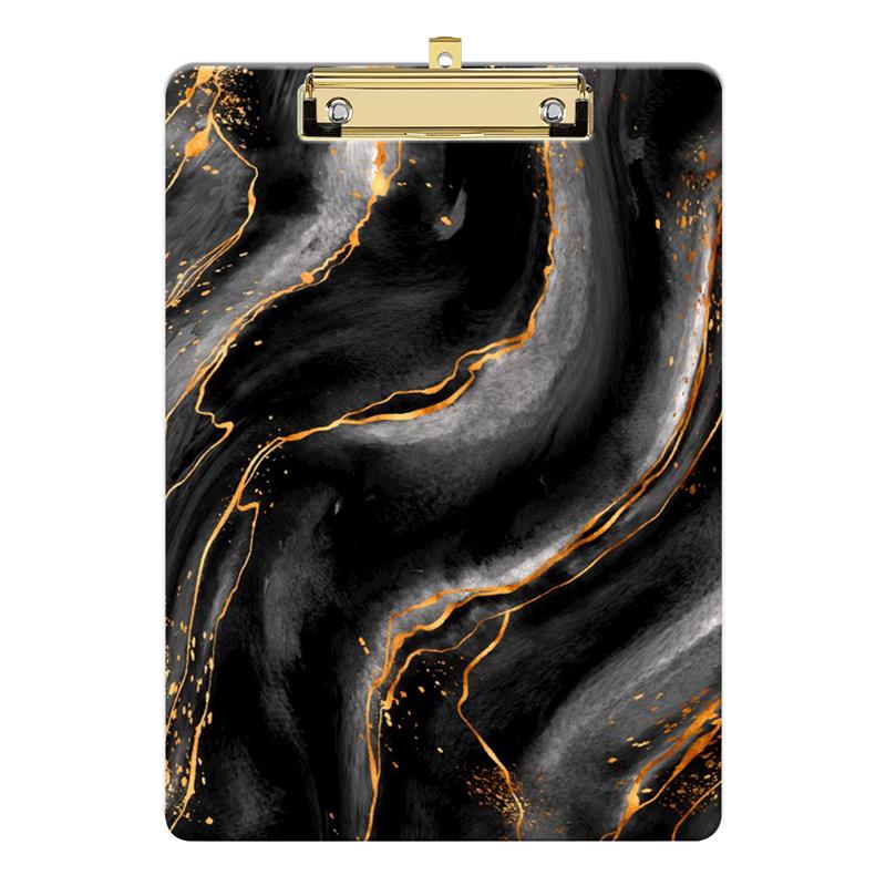 Marble Pattern Acrylic Plastic A4 Tape Clipboard Low Profile Clip Clipboard Lightweight Clip Board for Teacher