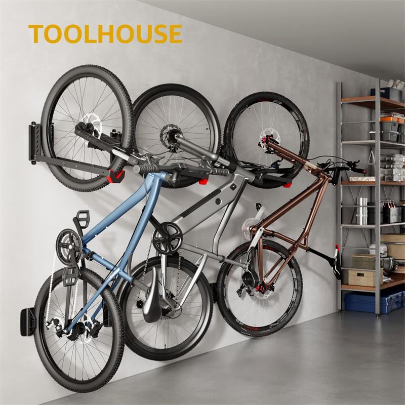 Foldable Swivel Bike Wall Mount Rack Adjustable Iron Bicycle Display Hanger for 16 to 29 Inch Road MTB Space Saving Hook