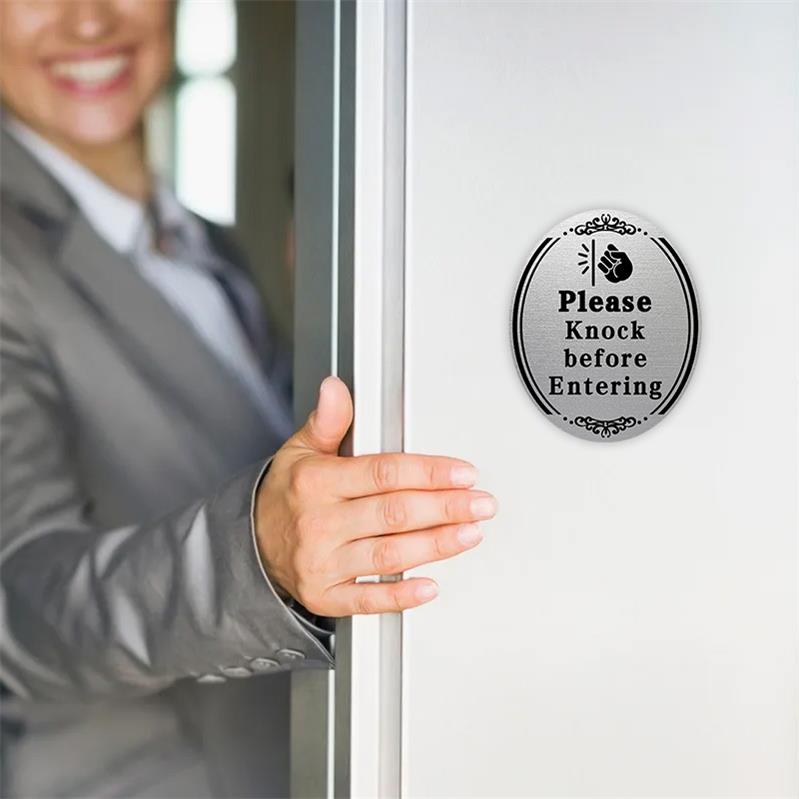 KICHOUSE 2pcs Please Knock before Entering Door Sign Stickers Knock Sign for Bedrooms Bathrooms