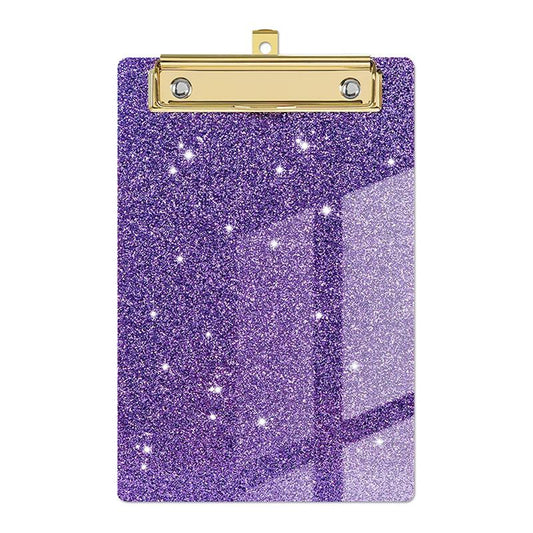 Piasoenc Acrylic Small Clipboard, Fashion Glitter Clip Board with Low Profile Gold Clip, Cute Confetti Board for Kids, Students, Teacher, Woman, Artist, A6 Size