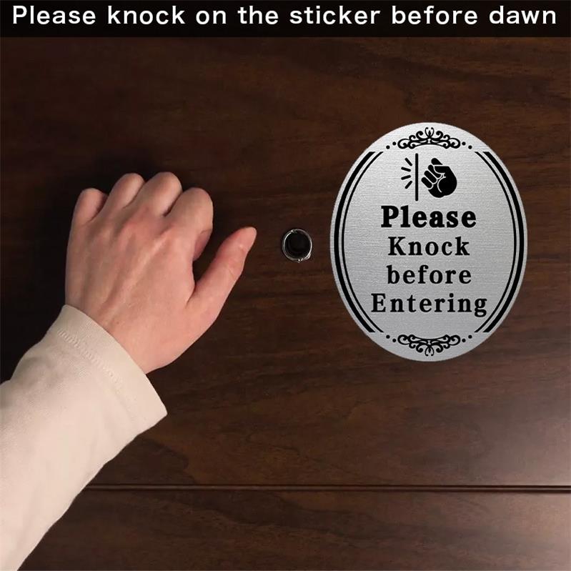 KICHOUSE 2pcs Please Knock before Entering Door Sign Stickers Knock Sign for Bedrooms Bathrooms