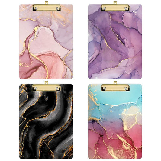 Marble Pattern Acrylic Plastic A4 Tape Clipboard Low Profile Clip Clipboard Lightweight Clip Board for Teacher