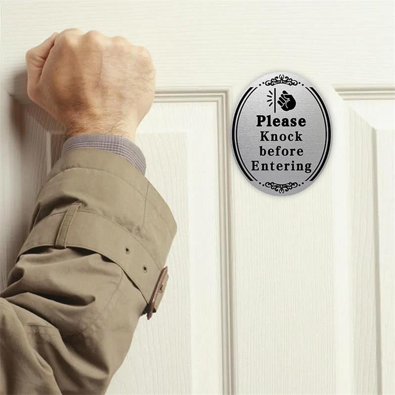 KICHOUSE 2pcs Please Knock before Entering Door Sign Stickers Knock Sign for Bedrooms Bathrooms