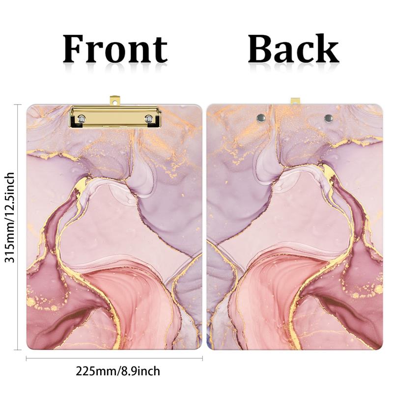 Marble Pattern Acrylic Plastic A4 Tape Clipboard Low Profile Clip Clipboard Lightweight Clip Board for Teacher