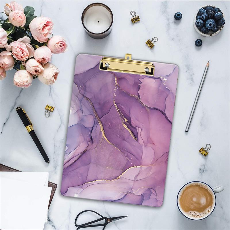 Marble Pattern Acrylic Plastic A4 Tape Clipboard Low Profile Clip Clipboard Lightweight Clip Board for Teacher