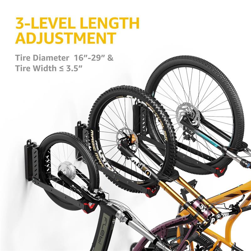 Foldable Swivel Bike Wall Mount Rack Adjustable Iron Bicycle Display Hanger for 16 to 29 Inch Road MTB Space Saving Hook